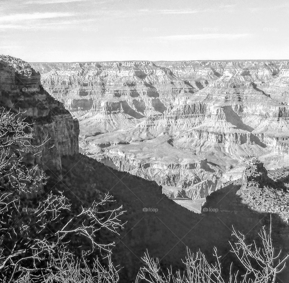 black and white Grand Canyon View
