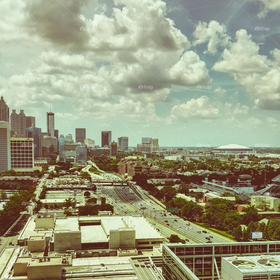 Atlanta Skyline. A skyline photograph of the Westside of Atlanta, Georgia including the 75/85 Interchange