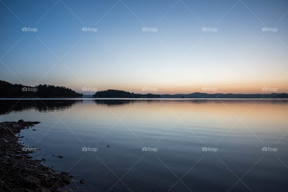 Sunrise at the lake. Sunrise at broken bow lake