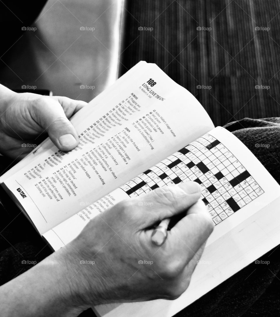 Daily routine, doing a crossword puzzle