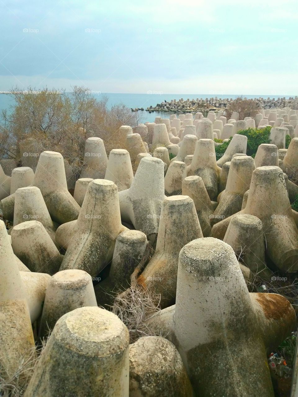 View of groyne at seaside