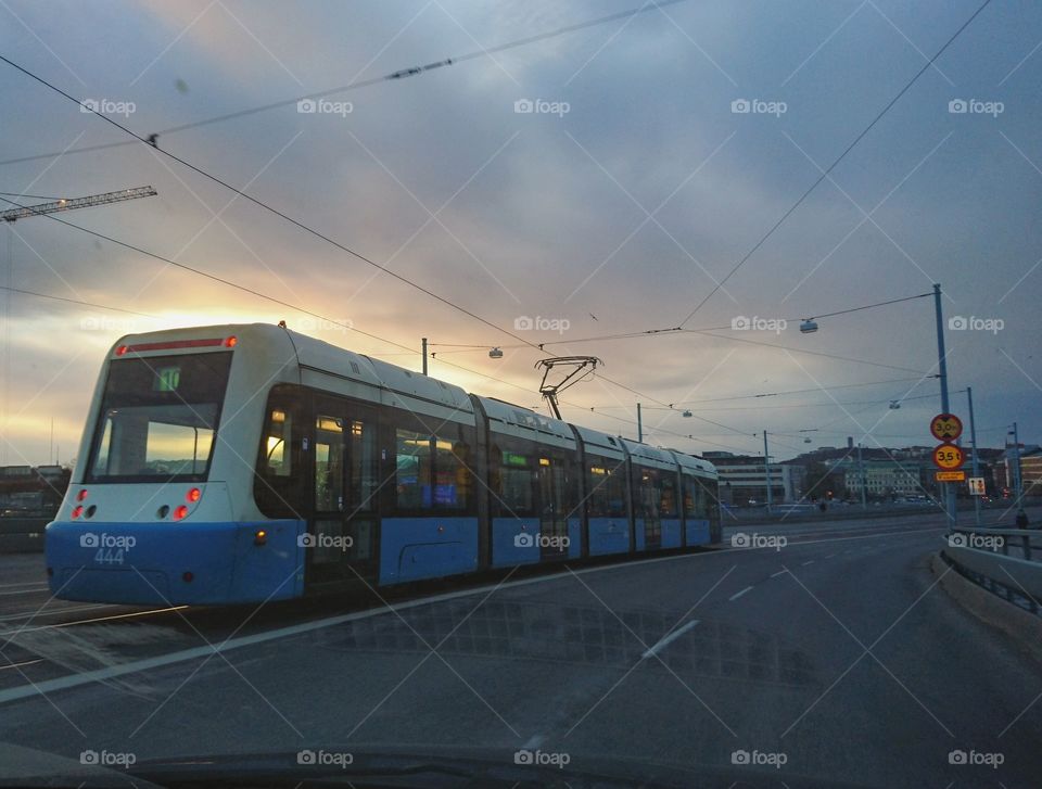 Tram in the city.