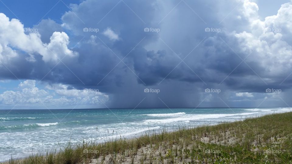 Storm clouds over sea