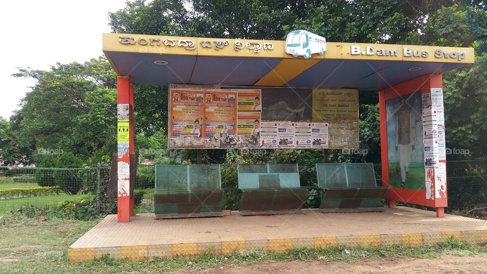 bus stop 
bus stand