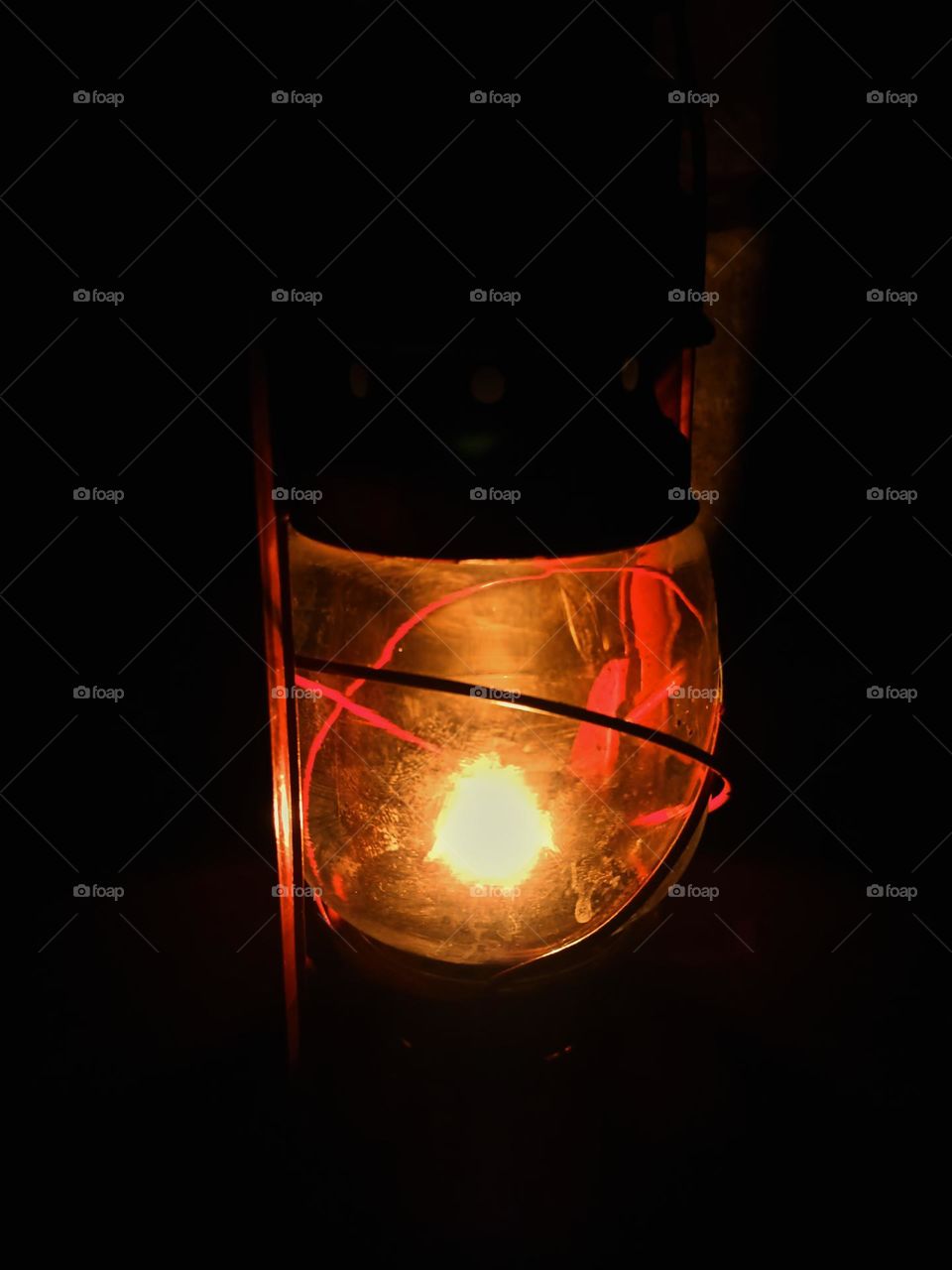 Old Vintage Lantern Closed at night as traditional lighting.