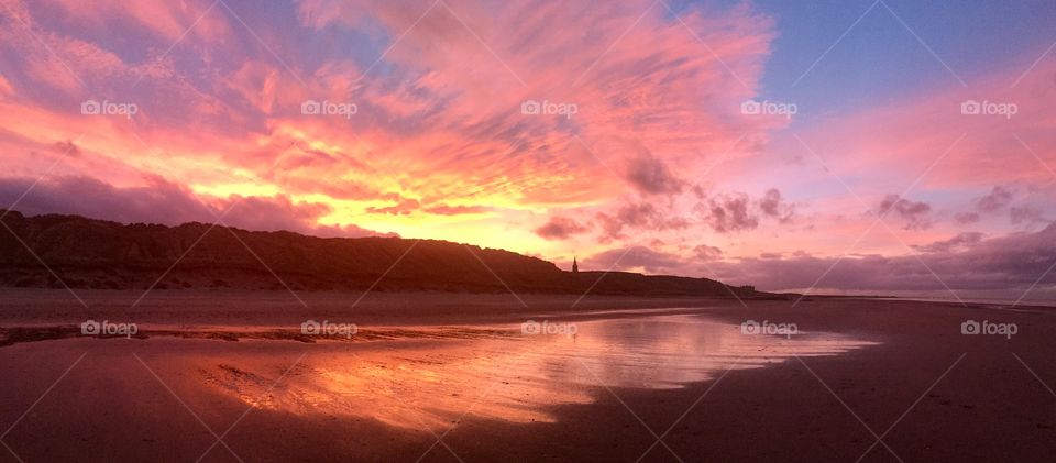 Sunset over beach 