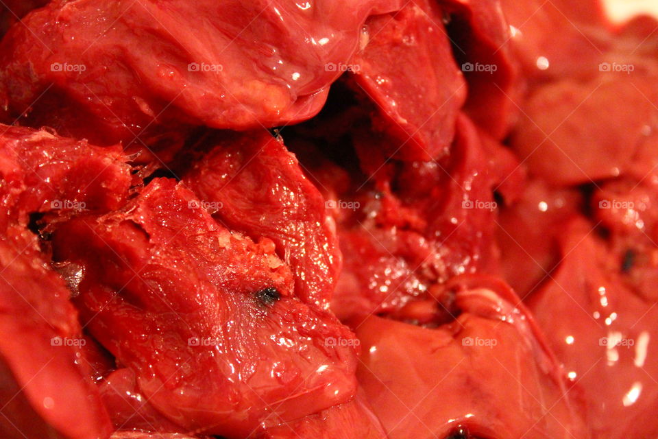 Macro shot of a red liver textures close-up