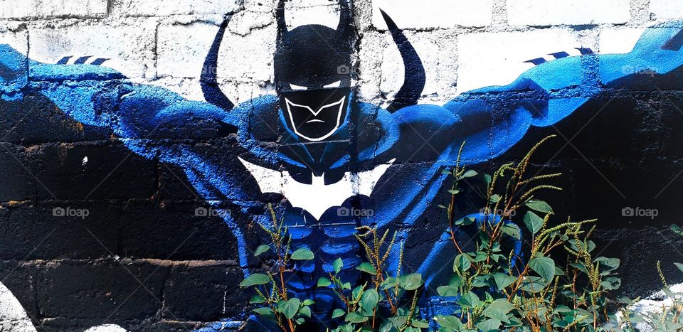 batman wall paint in street