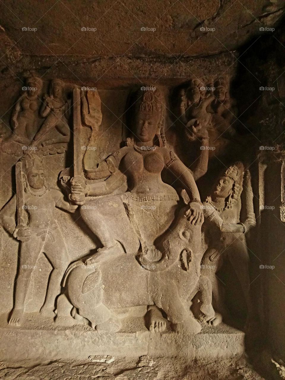 Ellora  - Rock cut - Art - Goddess Durga