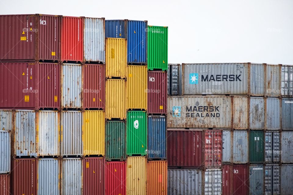 Colourful container over stock