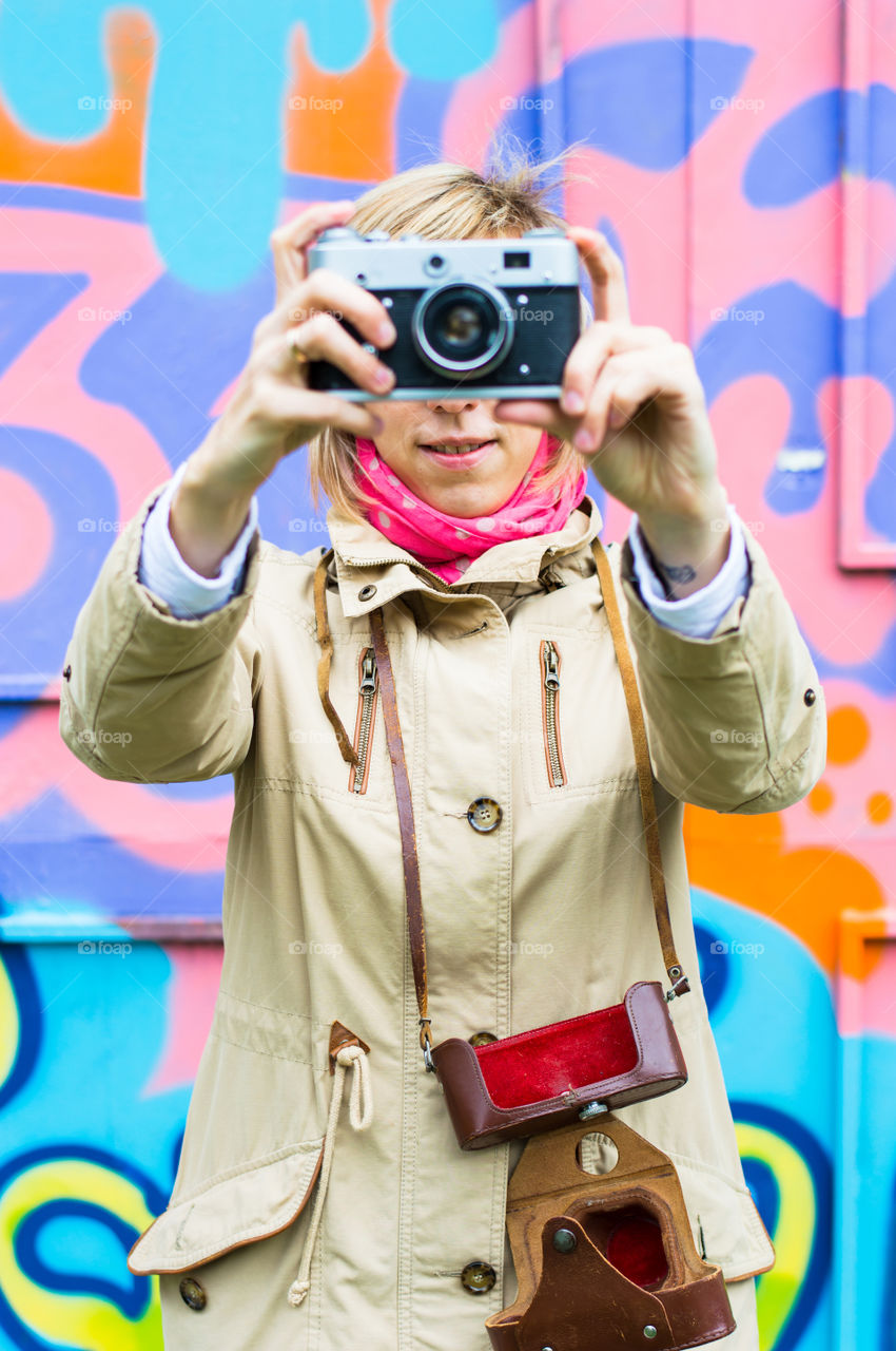 girl with retro camera