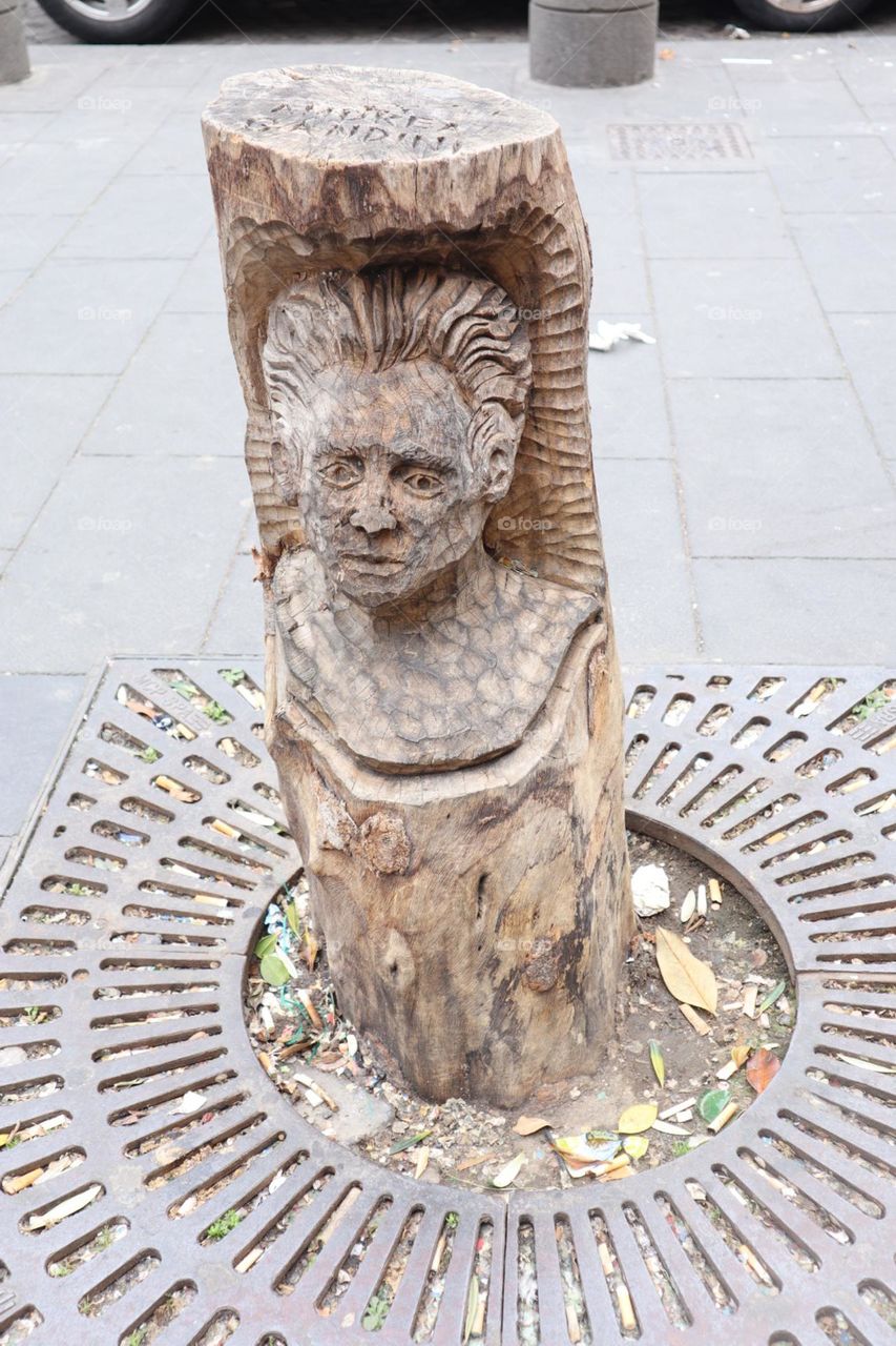 Old tree trunk become statue Napoli