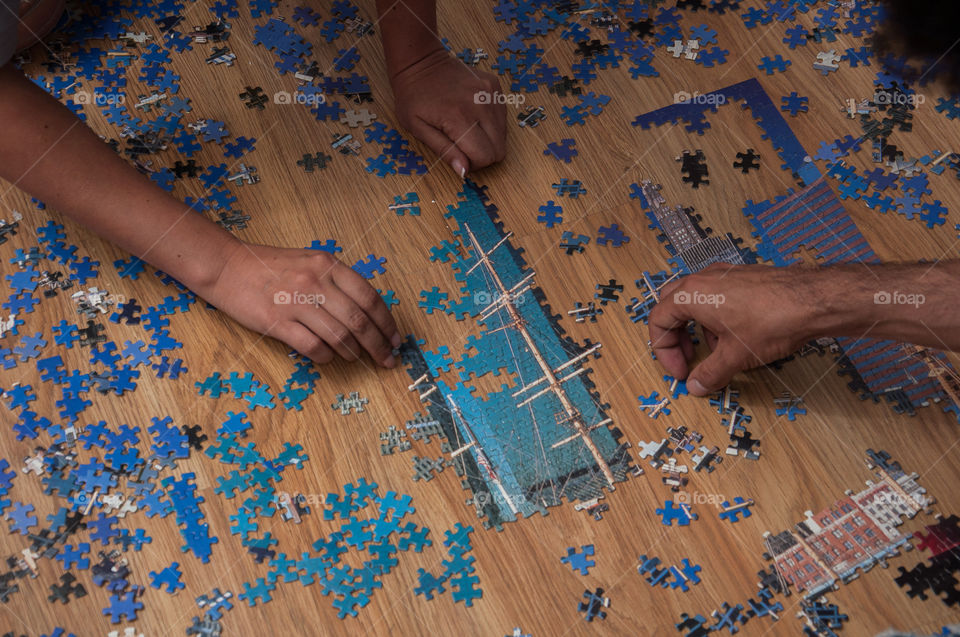 Working together on a puzzle