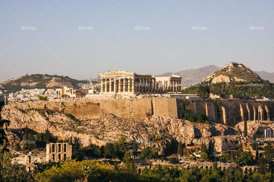 The Parthenon of Athens, the former temple of the Athenian Acropolis, which was constructed during fifth century BC. 