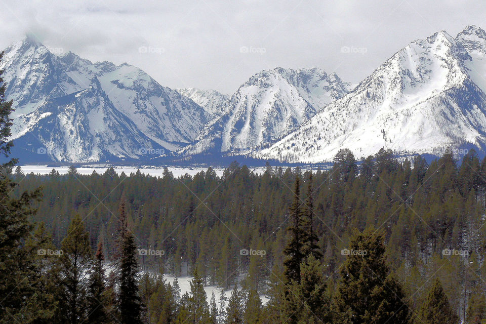 View of grand teton national park in winter