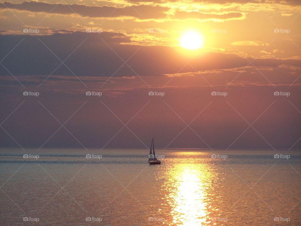 Sailing at sunset