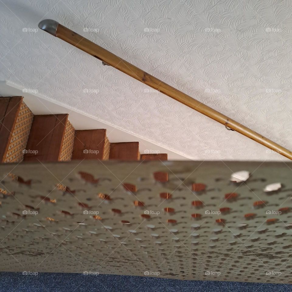 shapes wooden stairs view down wall pattern