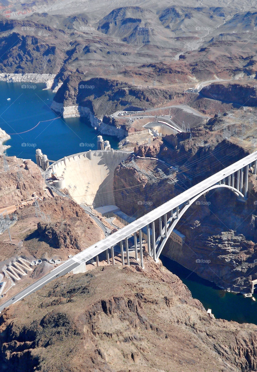 Aerial photo of Hoover Dam from Helicopter