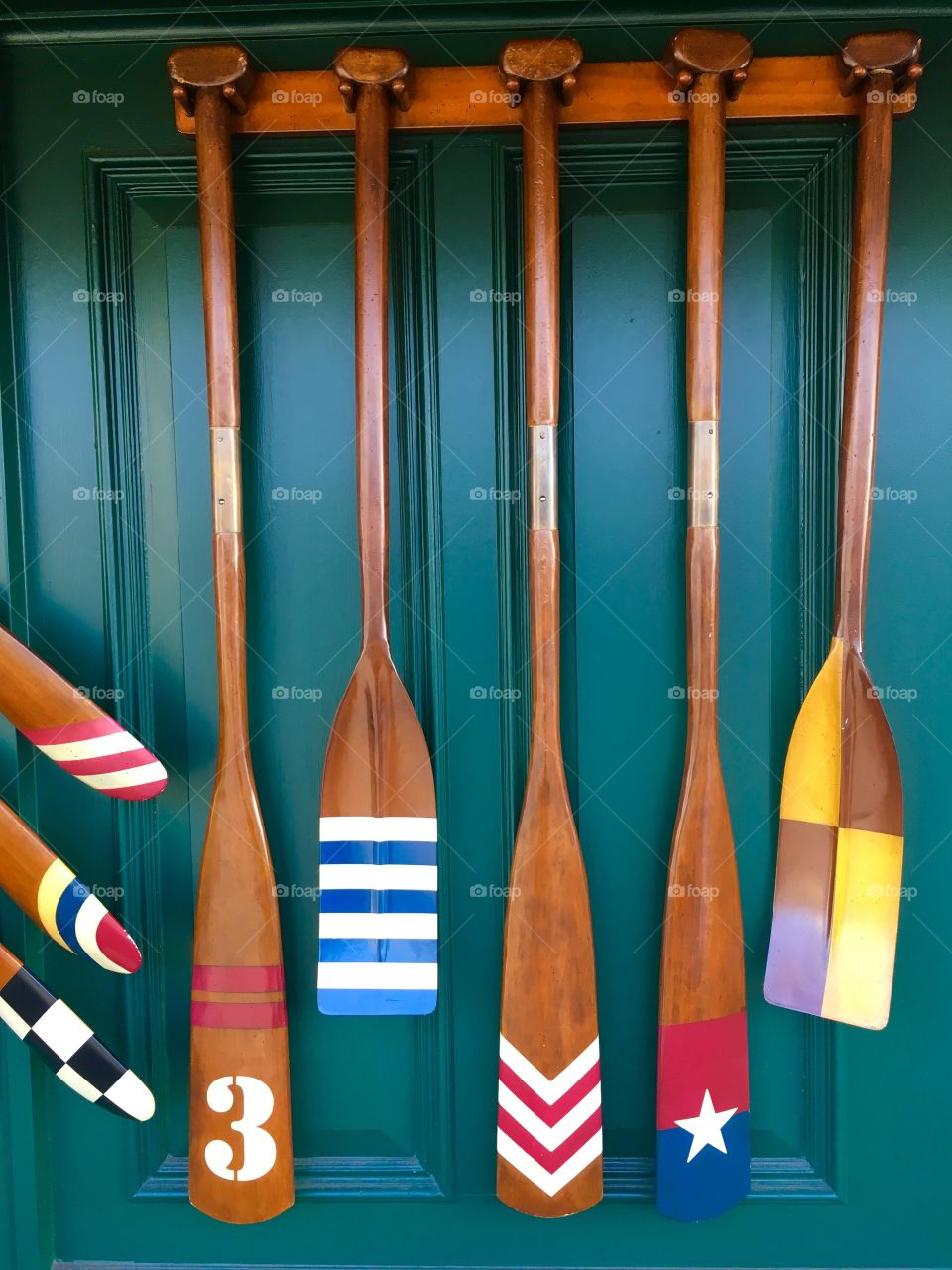 Wooden oar hanging