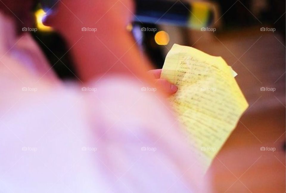 Speech written on paper