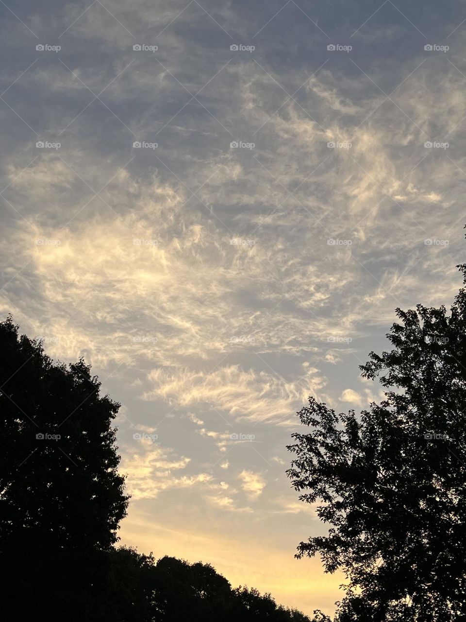 Morning sunrise with wispy clouds 