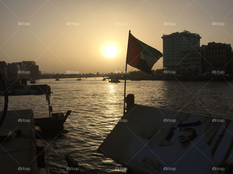 Sunset on the creek. Dubai creek sunset