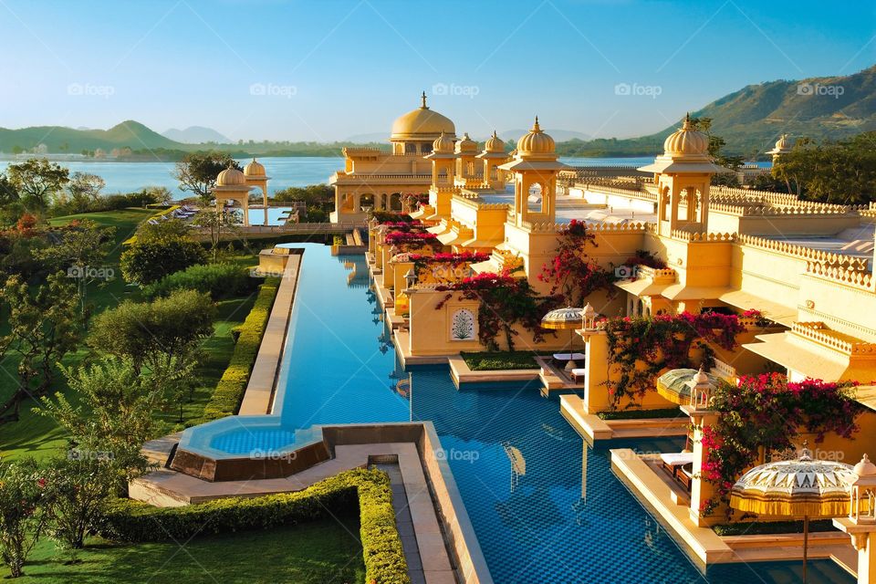 Grand tourist resort with swimming pool in India