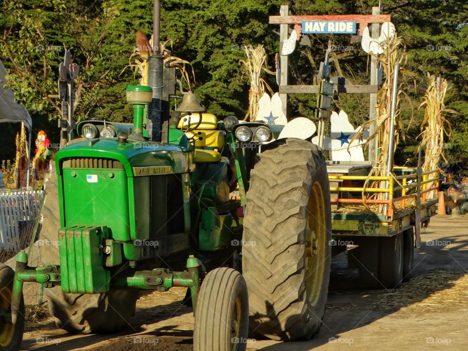 Hay Ride Tractor At Harvest Time
