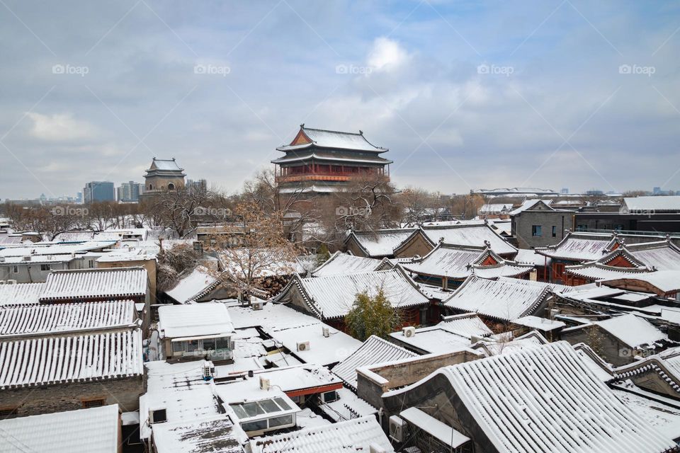 Snow Falling Ancient City