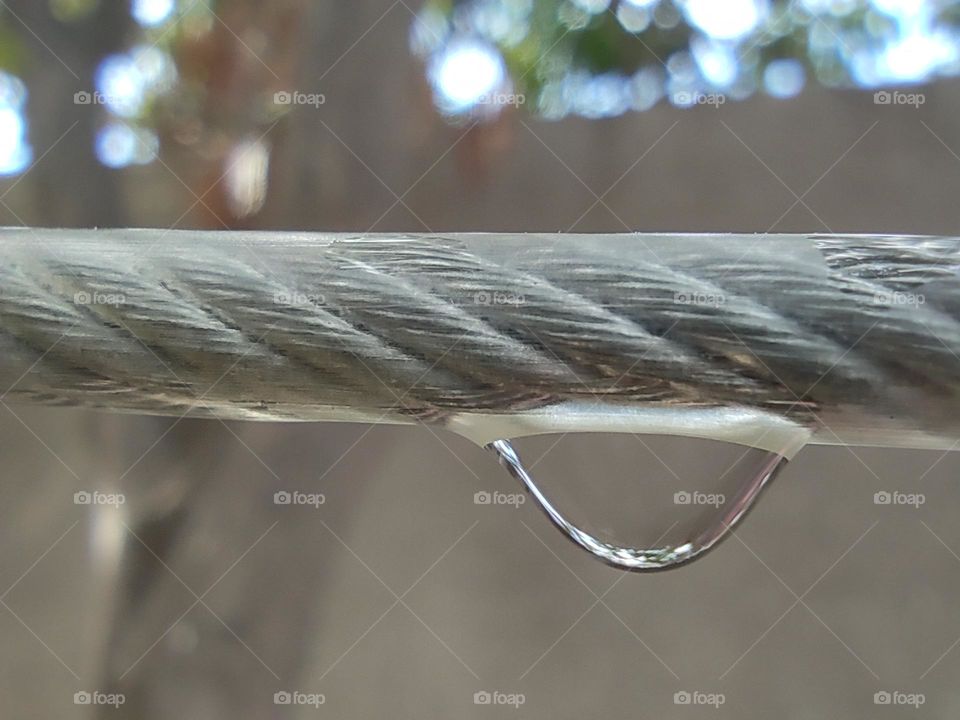 Water drop on a cable