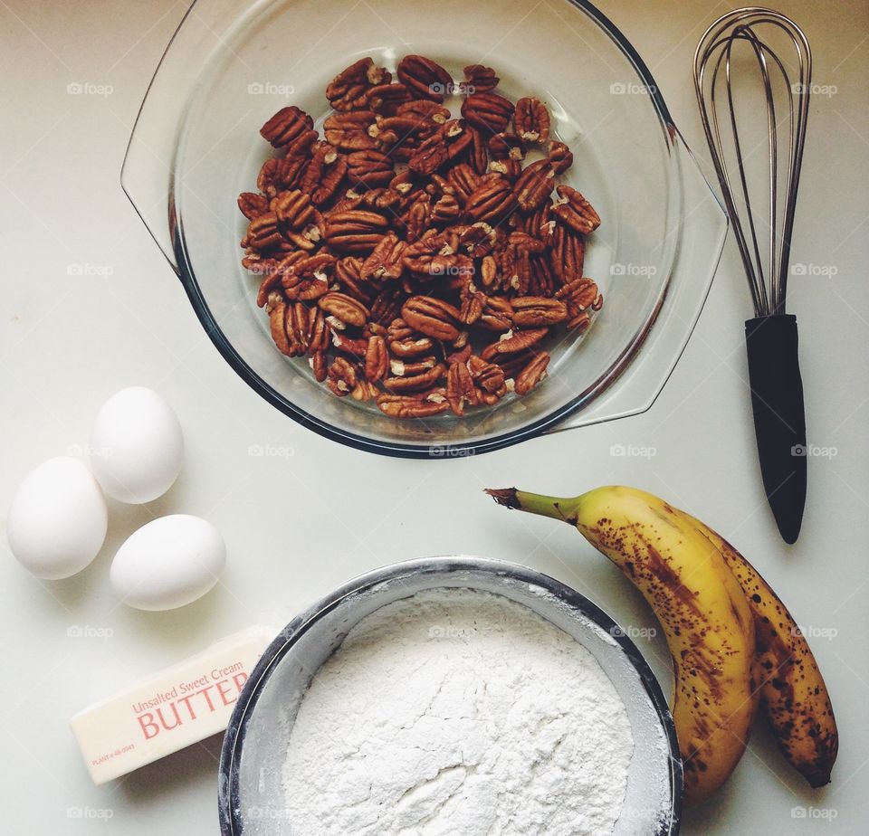 Banana Bread . The making of banana bread 