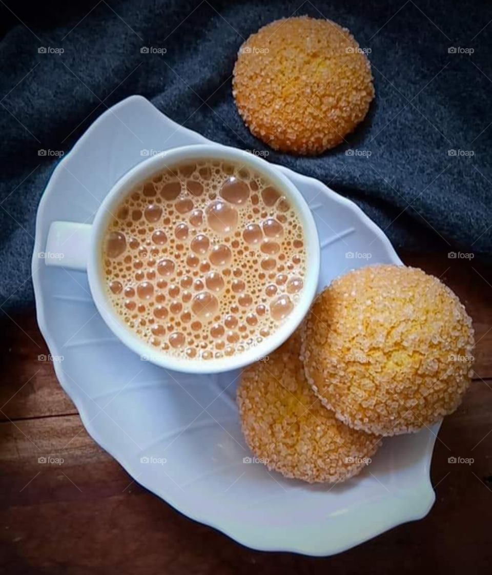 Delicious Homemade  Sugar Cookies with Milk Tea .