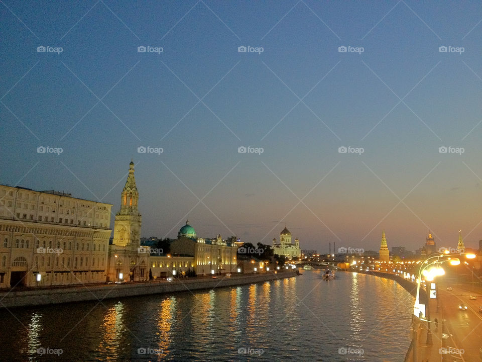 city night river architecture by penguincody