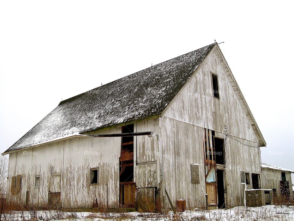 Snowy barn