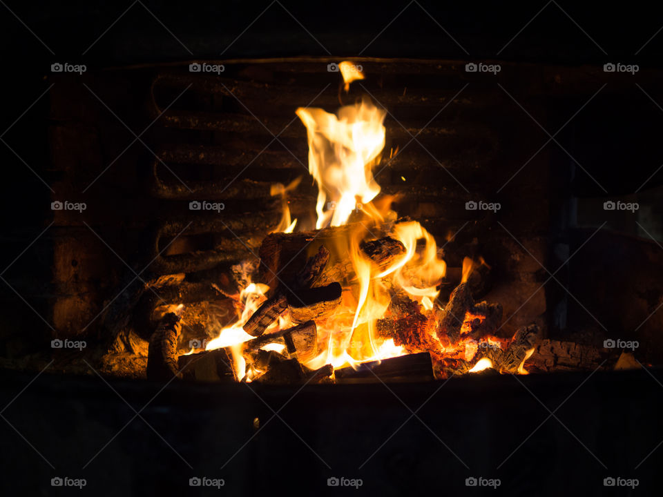 Fire in the fireplace