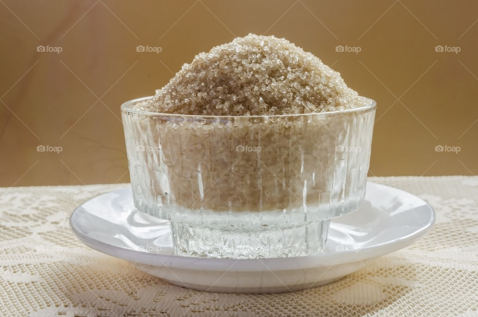 Transparent Dish Filled With Brown Sugar