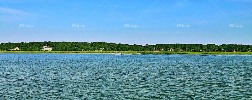 Scenic view of blue river