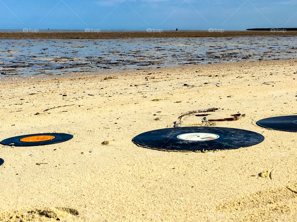 Washed ashore beach scene vintage vinyl music washed ashore on tropical beach