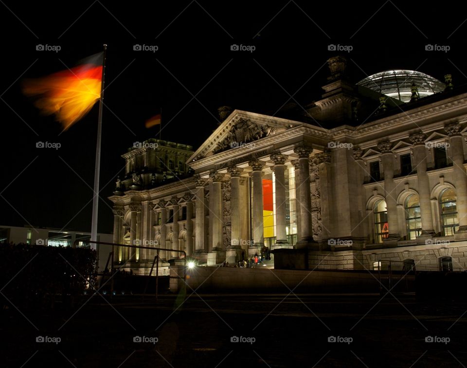 Bundestag, Berlin, at night