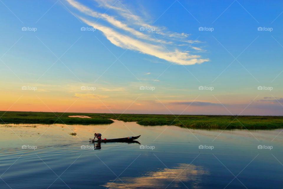 Sunset at Nagara, South Borneo, Indonesia.