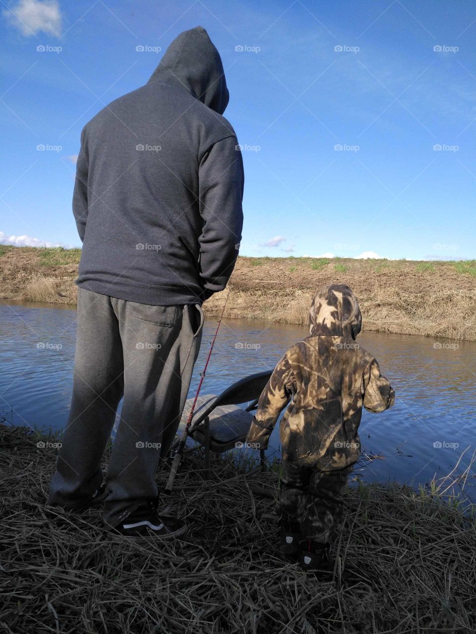 father and son fishing