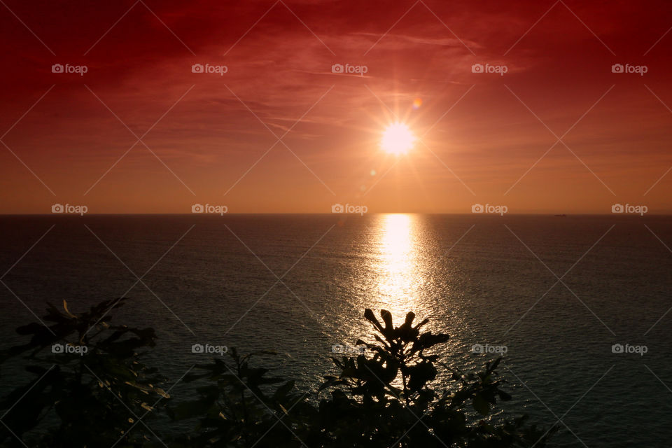Sunset over black sea. Sunset