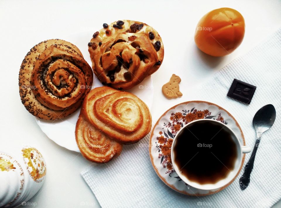 High angle view of breakfast