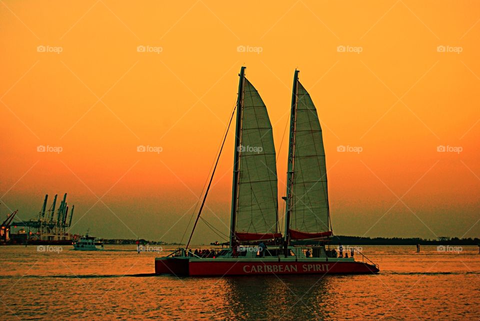 Sailboat at sunset