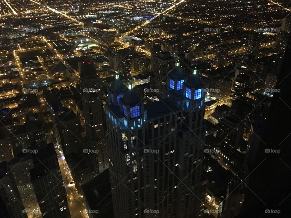 View from the John-Hancock tower at night 
