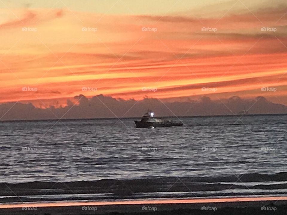 Sunset Fishing Trawler