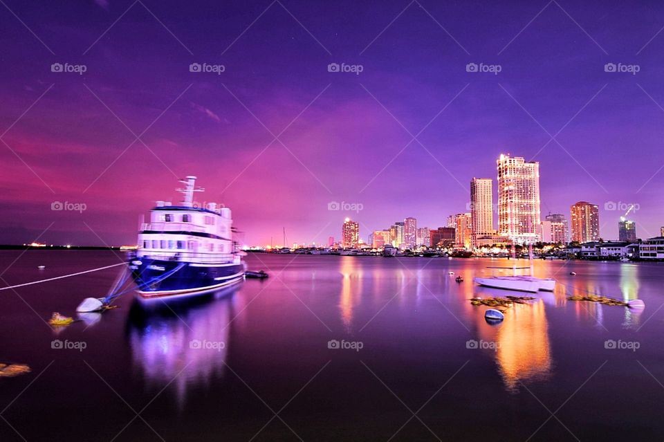 harbour square, purple skies, serene view and perfect timing.
