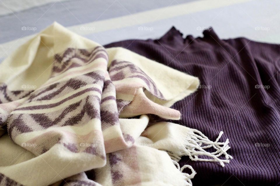 lavender scarf and blouse