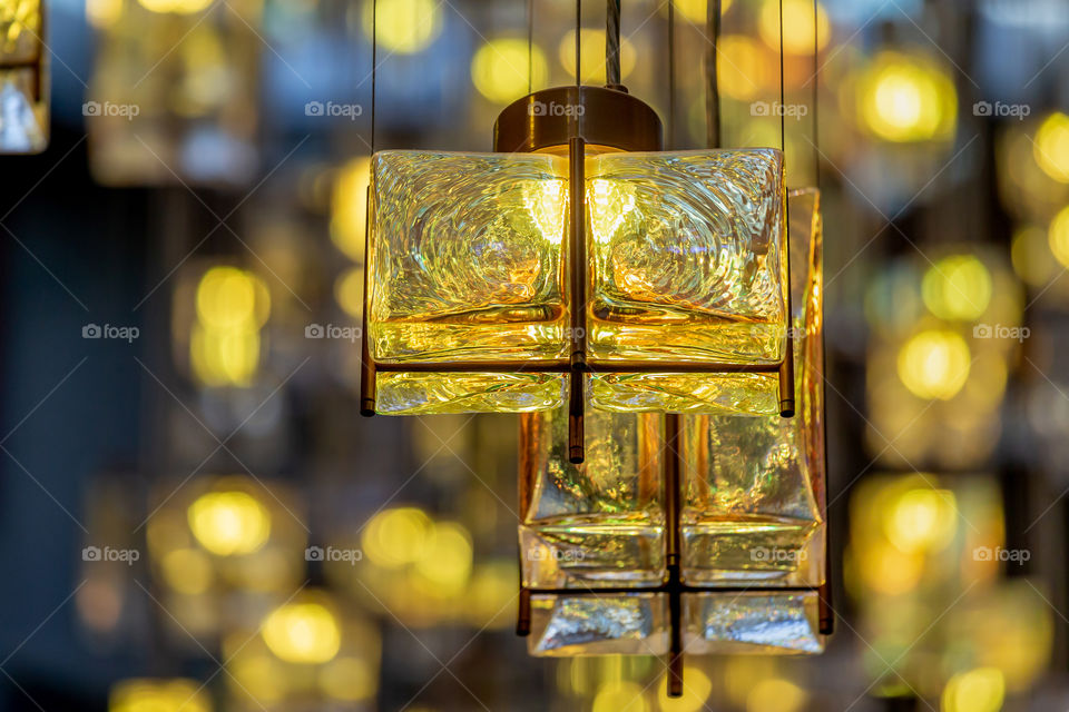 Yellow lights, modern indoor decoration