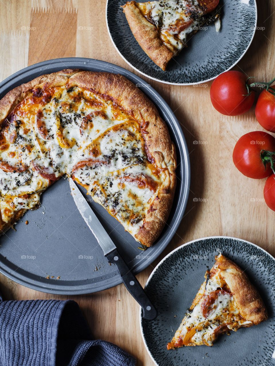 Homemade pizza on table